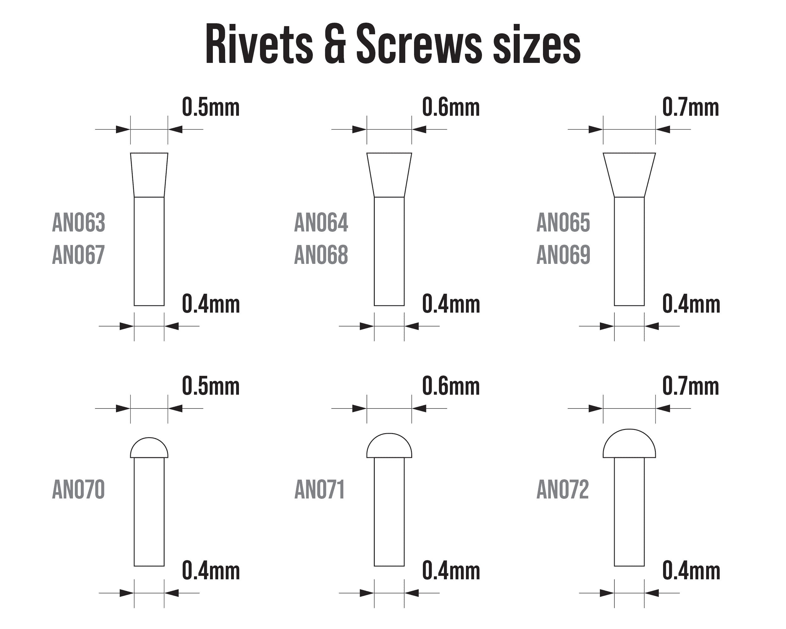 Screws - countersunk cross 0.7mm 250 pcs by ANYZ MODELS